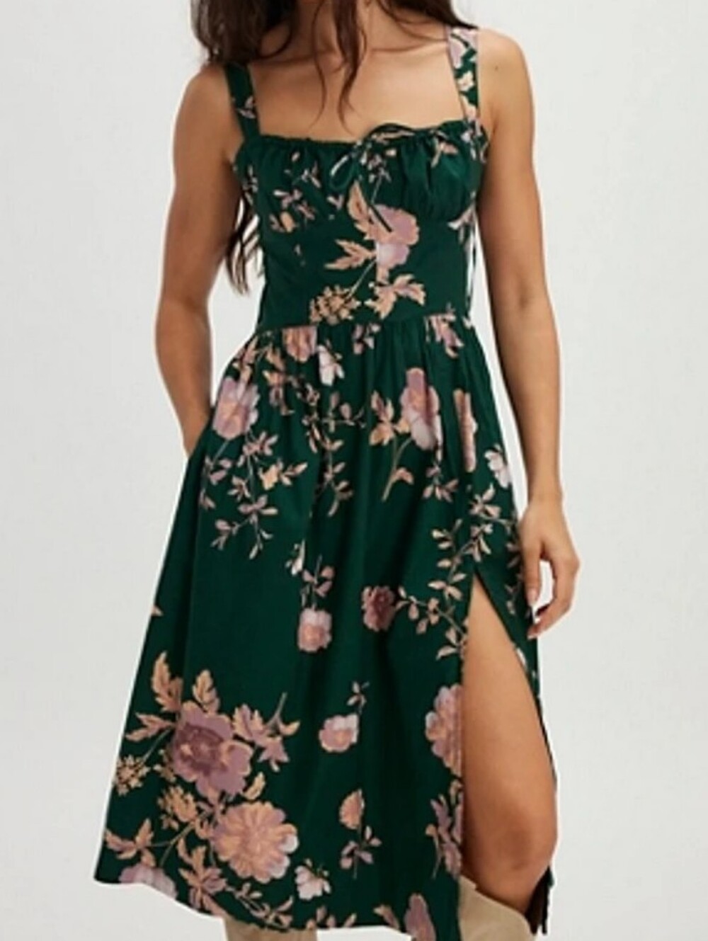 Laters Baby Floral Dress with Side Slit in Jade. Size Large